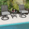 Costway 3 PCS Patio Swivel Chair Set Coffee Table Wicker Cushioned Seat Balcony Porch - 2 of 4