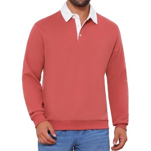 INSPIRE CHIC Men's Contrast Collared Long Sleeves Pullover Polo Sweatshirt - 1 of 4