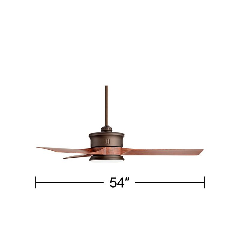 54" Casa Vieja Key West Modern Indoor Outdoor Ceiling Fan with Dimmable LED Light Remote Emperial Bronze Walnut Opal Glass Wet Rated for Patio House, 4 of 11