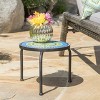 Iris Ceramic Tile Side Table - Blue/Green - Christopher Knight Home: Weather-Resistant Iron Frame Patio Accent Table - image 2 of 4