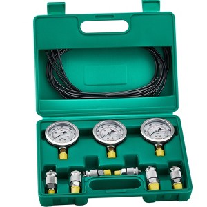 VEVOR Hydraulic Pressure Test Kit, 250/400/600bar, 3 Gauges 6 Test Couplings 3 Test Hoses, Excavator Hydraulic Test Gauge Set, Green - 1 of 4