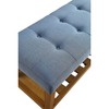 Simple Relax Fabric and Wood Bench in Blue and Oak Finish - 4 of 4