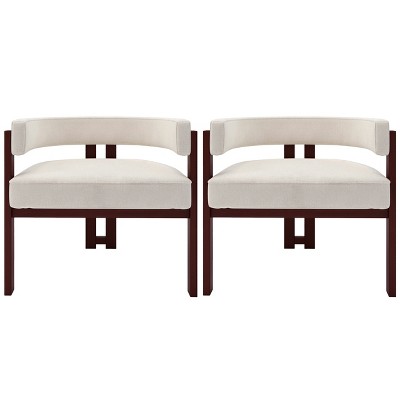 Dexmalle Set of 2 Curved Back Accent Chair with Rubber Wood Legs