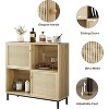 Jojoka Modern Buffet Cabinet with Sliding Rattan Door, Moisture Resistant Sideboard, Coffee Bar & TV Console for Kitchen & Living Room - 4 of 4
