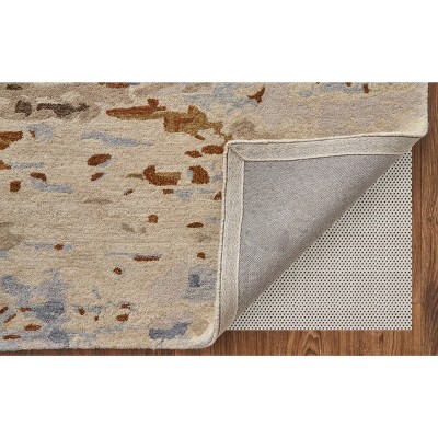 Ivory and Multi Abstract Wool Handmade 2' x 3' Area Rug