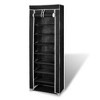 vidaXL Fabric Shoe Cabinet with Cover Shoe Rack Storage Organizer - Black - 2 of 4