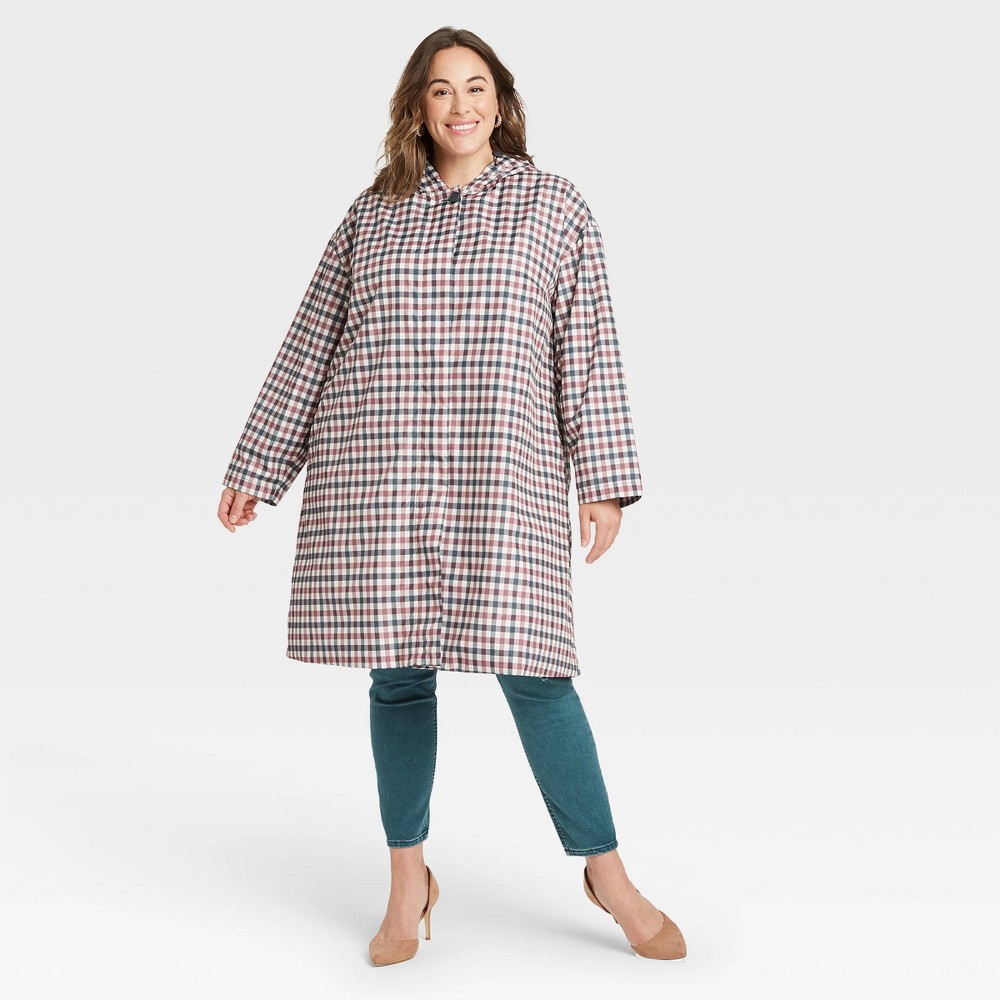 UPC 191904739544 Women's Plus Size Rain Coat Ava & Viv Stucco Plaid