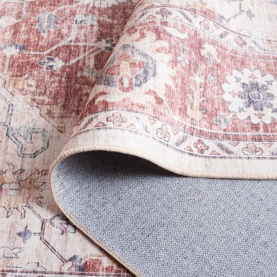 Arizona Red and Beige Synthetic Washable Area Rug