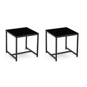 Spassway 18"H*18"W Sets of 2 Square Glass End Tables with Metal Legs Modern Small Tea Table Side Tables for Corner Sofa Table for Living Room Bedroom - 1 of 4