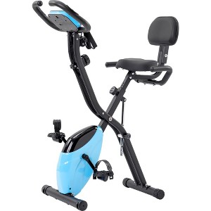 Folding Exercise Bike, Fitness Upright and Recumbent X-Bike with 10-Level Adjustable Resistance, Arm Bands and Backrest - 1 of 4