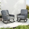 Christopher Knight Home Tamid Outdoor Rustic Wood, Rattan and Metal Rocking Chair with Cushion (Set of 2) - 2 of 4