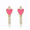 Guili Kids Slim Hoop Earrings in 14k Gold Plating with Cubic Zirconia & Pink or Red Enamel, A Fun & Stylish Touch for Every Little Fashionista - 2 of 2
