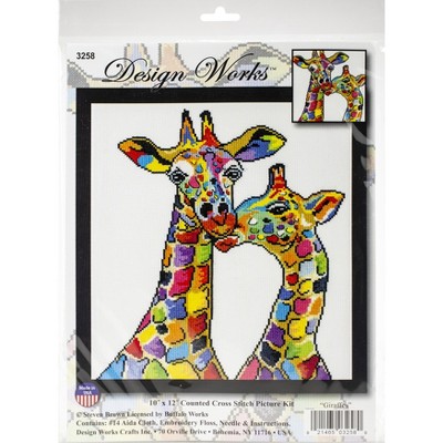 Design Works Counted Cross Stitch Kit 10"X12"-Giraffes (14 Count)