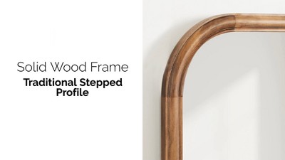 Natural Wood Arched Wall Mirror with Rounded Frame, 24 x 36