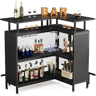 Tribesigns 2-tier L-shaped Home Bar Unit Black : Target