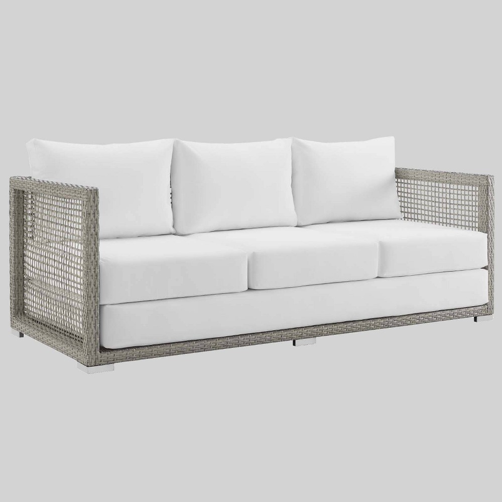 Modway Aura Outdoor Patio Wicker Rattan Sofa, Multiple Colors