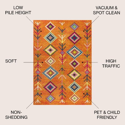 Tribal Love Geometric Orange Multi 3x5 Feet Area Rug