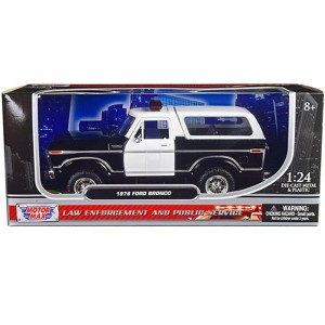 1978 Ford Bronco Police Car Unmarked Black and White "Law Enforcement and Public Service" 1/24 Diecast Model Car by Motormax - 1 of 3