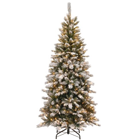 National Tree Company 7.5 Ft. Snowy Mountain Pine Slim Pine Tree With ...