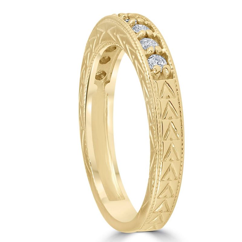 Pompeii3 1/4ct Hand Engraved 14k Yellow Gold Diamond Wedding Ring, 2 of 5