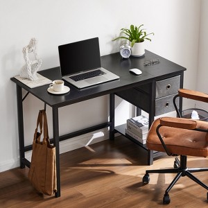 Computer Desk with Drawers Home Office Desk Writing Desk Work Desk PC Table Study Desk with 2-Tier Drawers Storage Shelf Side Hook - 1 of 4