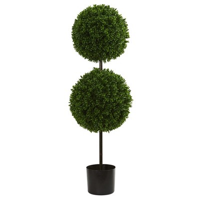 3.5ft Boxwood Double Ball Artificial Topiary Tree - Nearly Natural