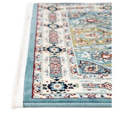 Narenj 10' Square Blue Geometric Stain-Resistant Area Rug