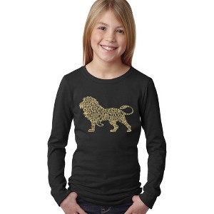 LA Pop Art Girl's Word Art Long Sleeve - Lion - 1 of 4