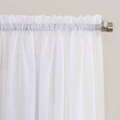 White Sheer Polyester Rod Pocket Curtain Panel Pair, 51" x 84"
