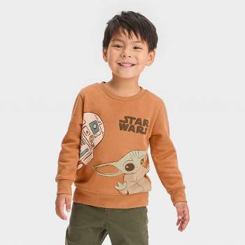 Toddler Boys\' Baby Yoda Mando Knapsack Fleece Hoodie - Gray : Target