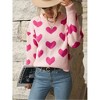 Coolmee Women's Cute Heart Sweater Love Print Valentine Romantic Knitted Top Casual Crewneck Long Sleeve Sweaters Pullover - 3 of 4