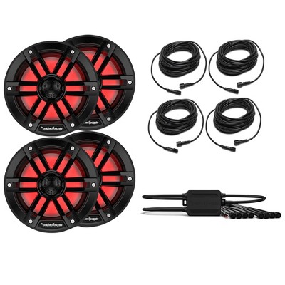 Rockford Fosgate 2 Pairs M1-8B M1 Series 8" Marine Black + (1) PMX-RGB Optix LIght Controller + (4) RGB-25 25' Extension Cable
