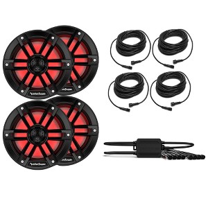 Rockford Fosgate 4 Pairs M1-8B M1 Series 8" Marine Black + (1) PMX-RGB Optix LIght Controller + (8) RGB-25 25' Extension Cable - 1 of 4