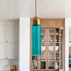 Dewdrop Modern Green Glass Cylinder Pendant Light Fixture for Kitchen Island Decor - 2 of 4