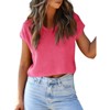 Womens Cropepd Sweater Vest with V Neck Cap Sleeve Sweater Tops Pullover Sweater Tops Rib Knit Sleeveless Sweaters Boxy Sweater Vest - 3 of 4