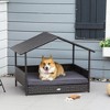 Munora Outdoor Dog Bed with Rattan Canopy - Elevated PE Rattan Pet House with Cushioned Sleeping Pad, Gray - for Small to Medium Dogs (Up to 110 lbs) - 2 of 4