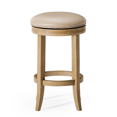 Weathered Oak Swivel Counter Stool with Vegan Leather Seat