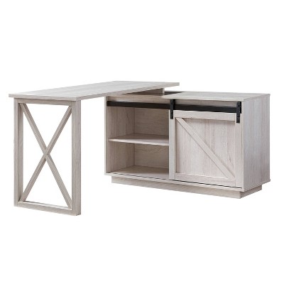 Sevyn Transitional L Shape Desk White Oak - HOMES: Inside + Out