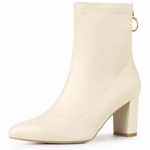 Cream block sale heel ankle boots