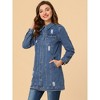 Allegra K Women's Distressed Long Sleeve Ripped Casual Denim Jacket - 3 of 4
