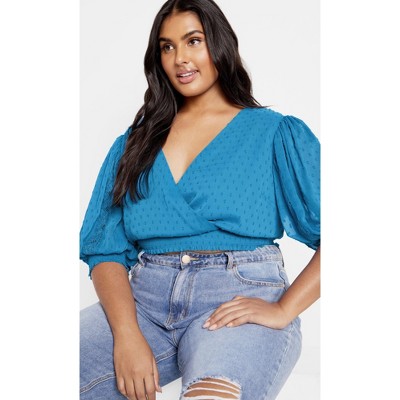 Women's Plus Size Dee Top - cornflower | CITY CHIC