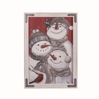 Transpac Wood White Christmas Snowman Wall Decor