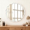 Spassway 30"W*30"H White Asymmetrical Mirror Irregular Round Wall Mirror Modern Wood Frame Wall Mounted Vanity Mirror Decorative for Bedroom Bathroom - 3 of 4