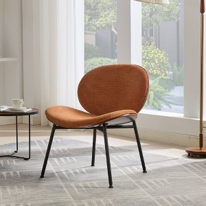 Mid-Century Modern Shell Chair Single Side Chair Tripod,Orange fabric Lounge Chair in Walnut Finish Comfortable Backrest - 1 of 4
