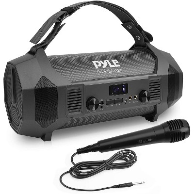 Pyle PBMSPG122 600 Watt Bluetooth Portable Boombox Karaoke Speaker System with Handheld Microphone and Built In Rechargeable Battery