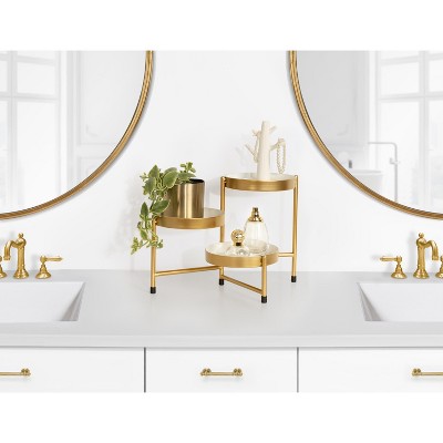 Finn White and Gold Metal 3-Tier Tabletop Planter Stand