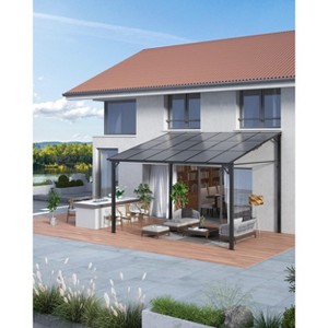 Outdoor Metal Reclining Gazebo Hardtop Reclining Pergola for Patios, Decks, Porches, Lawns and Backyards Wall Mounted Reclining Metal Awning - 1 of 4