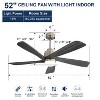 LOVSON 52 Inch Modern Ceiling Fan With Dimmable LED Light 5 Solid Wood Blades Remote Control Reversible DC Motor With Smart APP Control - 3 of 3