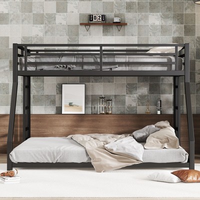 CAVINAS Full Over Queen Bunk Bed with Two-Side Ladder,Modern Metal Bed Frame for Adults,Teens