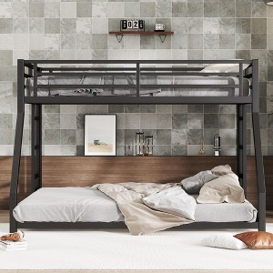 CAVINAS Full Over Queen Bunk Bed with Two-Side Ladder,Modern Metal Bed Frame for Adults,Teens - 1 of 4